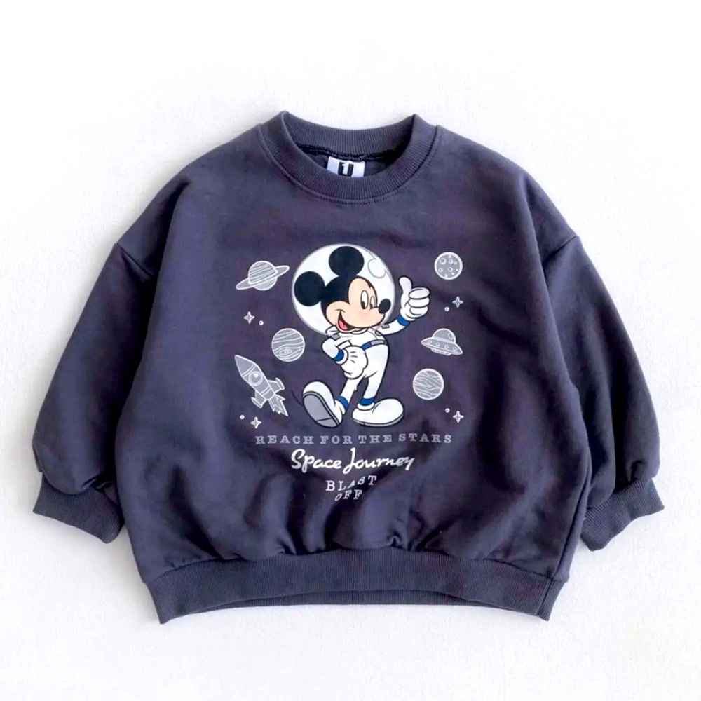 NEW Disney Mickey Space Astronaut Crew Sweatshirt Sweater Top